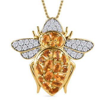 GP Italienische Garten Kollektion - AA Citrin Anh&auml;nger mit Kette, 925 Silber Gelbgold Vermeil ca. 4.17 ct