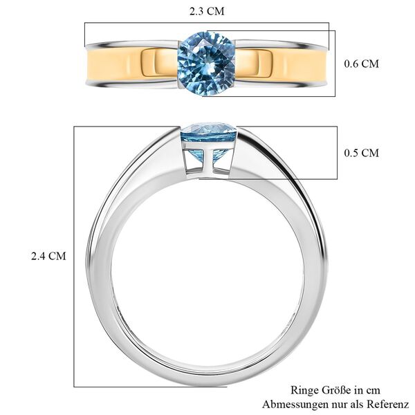 D'Joy AA blauer Zirkon zweifarbiger Ring - 1,11 ct. image number 7