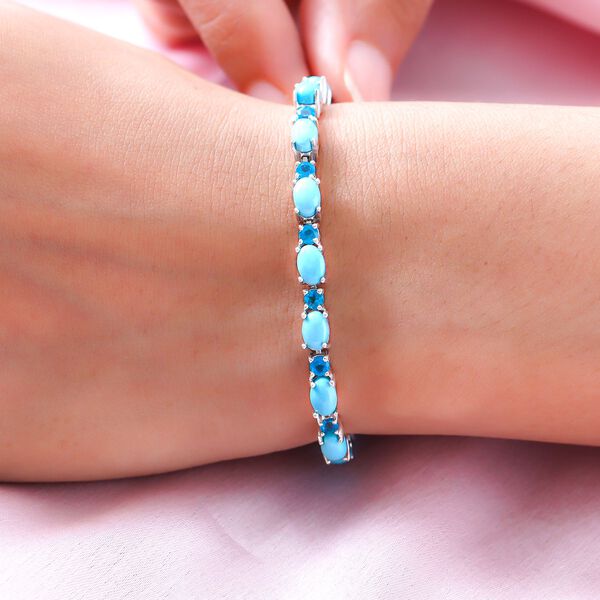 AA Sleeping Beauty T&uuml;rkis und Neon Apatit-Armband in Silber, 12,70 ct. image number 3