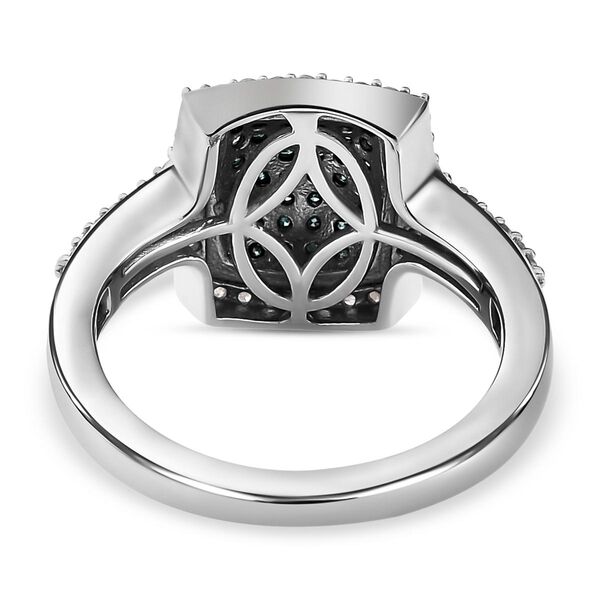 Wei&szlig;er und blauer Diamant-Halo-Ring, 925 Silber platiniert, 0,75 ct. image number 6