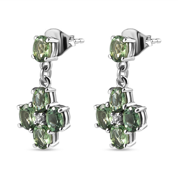 Nat&uuml;rliche, gr&uuml;ne Apatit und Zirkon-Ohrringe - 3,87 ct. image number 4