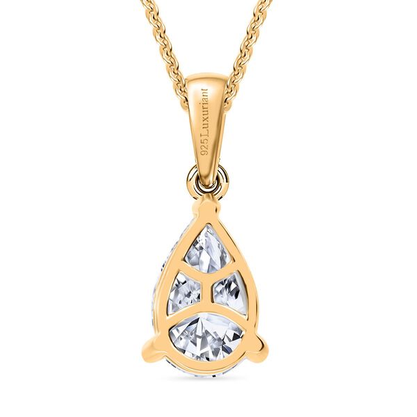LUXURIANT SGL zertifizierter SI-GH Labor Tropfen-Diamant Anhänger mit 50cm Kette,  925 Silber 750 Gelbgold Vermeil - 1 ct. image number 4