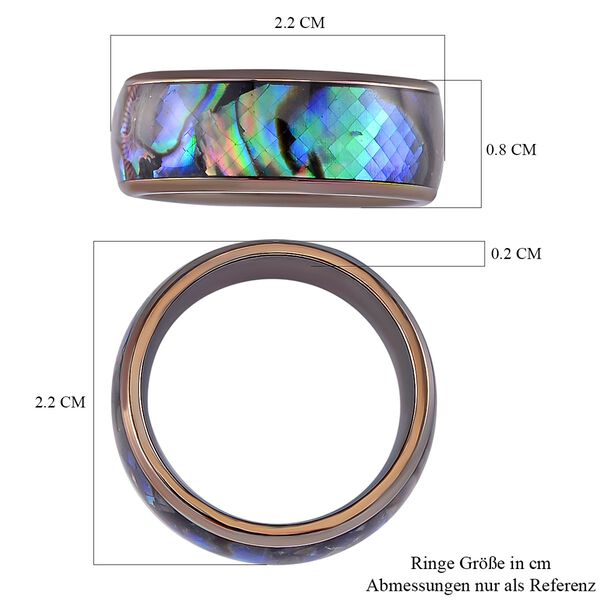 Abalone Muschel Ring Reiner Edelstahl, Schwarz-Plattierung (Gr&ouml;&szlig;e 21.00) image number 7