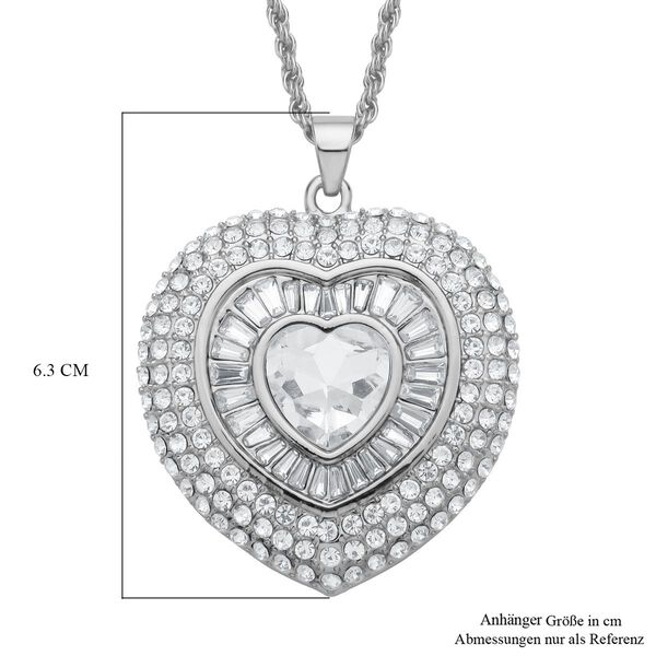 Wei&szlig;er Kristall Anh&auml;nger mit Kette, ca. 70 cm + 5 cm Extender, Eisen und Legierung, Silberfarben image number 4