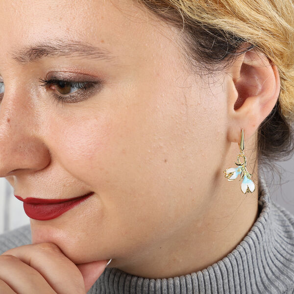 JARDIN-KOLLEKTION Nat&uuml;rlicher Peridot und wei&szlig;, blau Emaille Ohrh&auml;nger 925 Silber Gelbgold-&Uuml;berzug ca. 0,36 ct&nbsp; image number 2