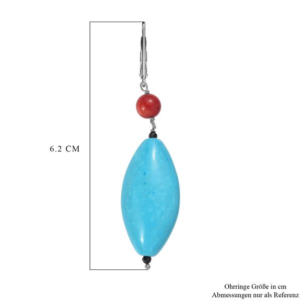 Gef&auml;rbte blaue Magnesit und Koralle Ohrringe - 60 ct. image number 5