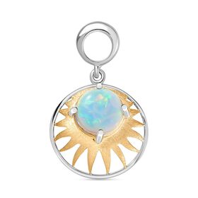D'Joy AA Natürlicher, äthiopischer Welo Opal Anhänger 925 Silber platiniert und vergoldet ca. 1,36 ct.