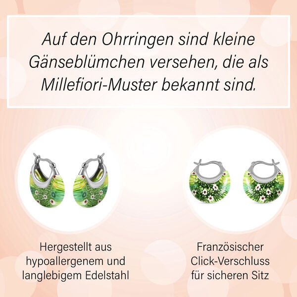 Gr&uuml;ne Huggie-Ohrringe im Murano-Stil image number 4