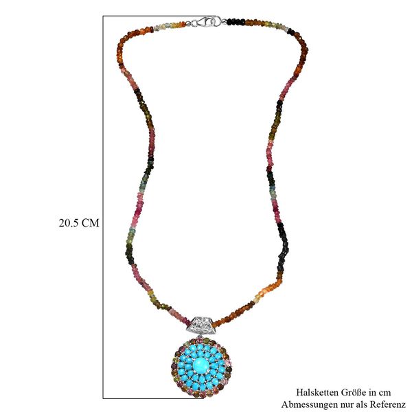 Sleeping Beauty T&uuml;rkis, Mehrfach-Turmalin Anh&auml;nger mit Kette ca. 45 cm 925 Silber platiniert ca. 55.18 ct image number 5