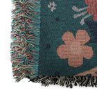 Handgewebte Jacquard-Decke mit Fransen, 100% Baumwolle, Blumenwiese, Grün und mehrfarbig image number 4