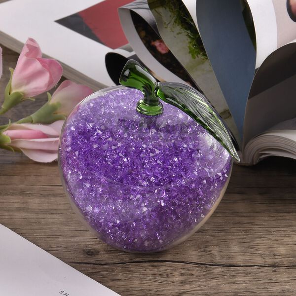 Handgefertigter und dekorativer Apfel-Figur aus Kristall, Lila image number 2