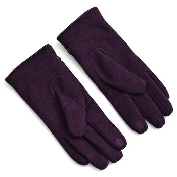Kaschmir-Handschuhe mit Touchscreen-Funktion, Karomuster, Onesize, Violett