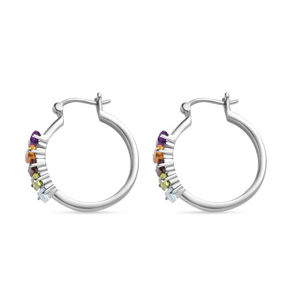 Roter Granat, Himmelblauer Topas Ohrringe Edelstahl ca. 4,11 ct. image number 5