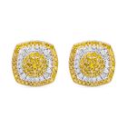Gelber Diamant, Weißer Diamant Ohrringe 925 Silber platiniert ca. 1.00 ct