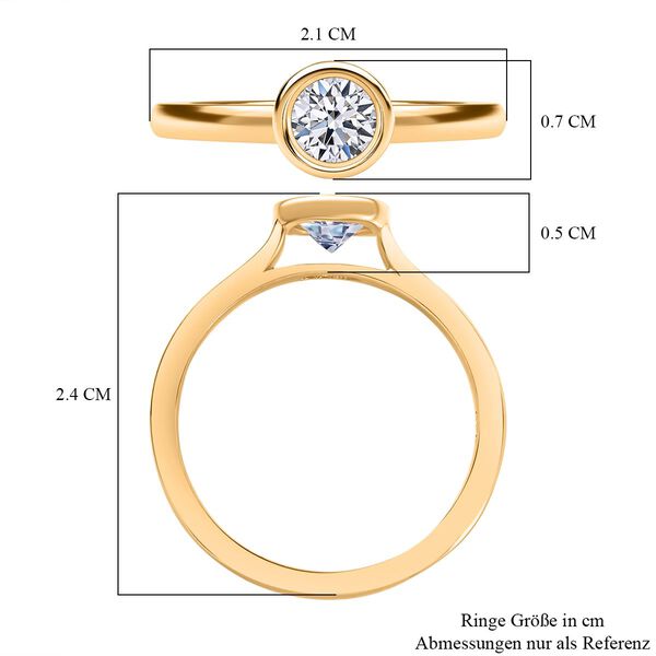 LUXURIANT SGL zertifizierter SI-GH Labor Diamant Ring, 925 Silber 750 Gelbgold Vermeil - 0,50 ct. image number 7