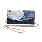 Seidenbrokat Clutch-Tasche aus echtem Leder mit RFID Schutz, 19.5x9.5x3cm, Blau image number 0