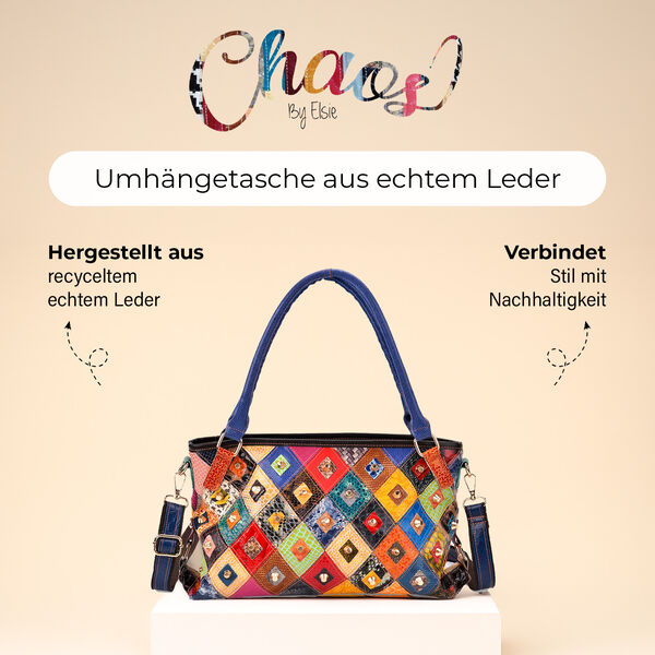 Chaos by Elsie Echtleder Crossbody Tasche mit RFID und Mini-Blitzlampe, Geprägtes Krokodil-Muster im Doppel-Rhomboid-Design, 36x10,5x21cm image number 2