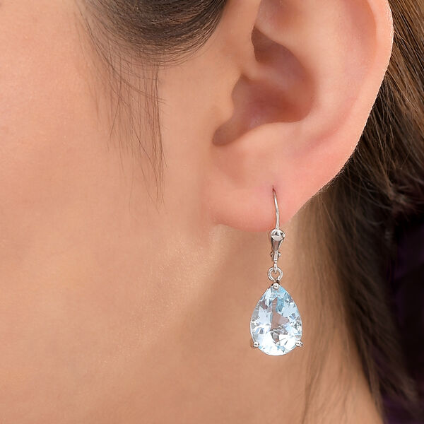 Himmelblaue Topas-Ohrringe, 925 Silber platiniert ca. 12,18 ct image number 3