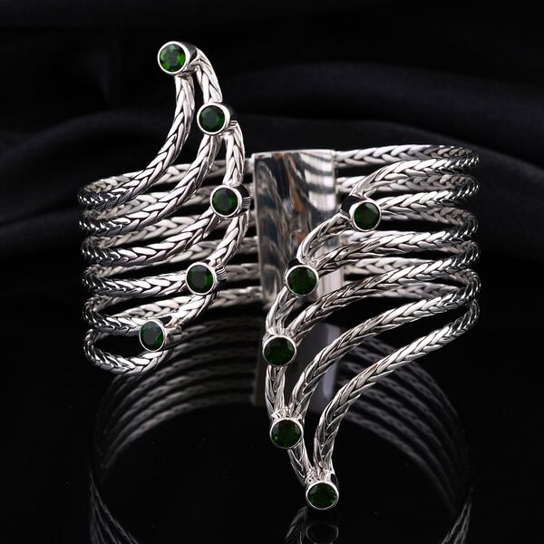 Royal Bali - Nat&uuml;rlicher Chromdiopsid Armreif, ca. 19 cm, 925 Silber ca. 7.00 ct image number 1