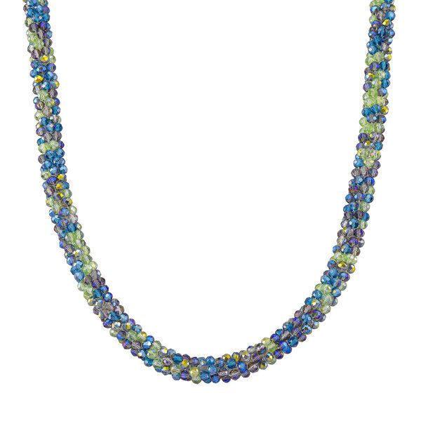 2er Set - Mehrfarbiger Kristall Halskette und Armband, flexibel, Neon image number 4