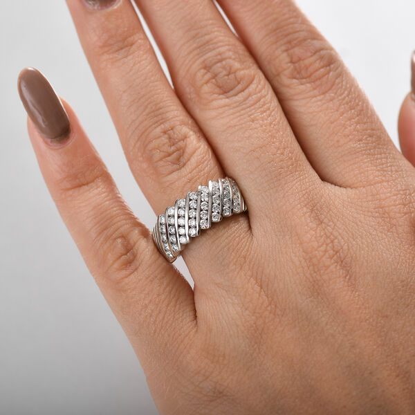 LUXURIANT SGL zertifizierter VS-EF Labor Diamant Ring, 925 Silber rhodiniert - 1 ct. image number 3