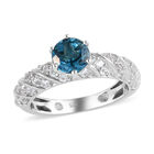 London Blau Topas und Zirkon Ring 925 Silber platiniert  ca. 1,70 ct image number 3