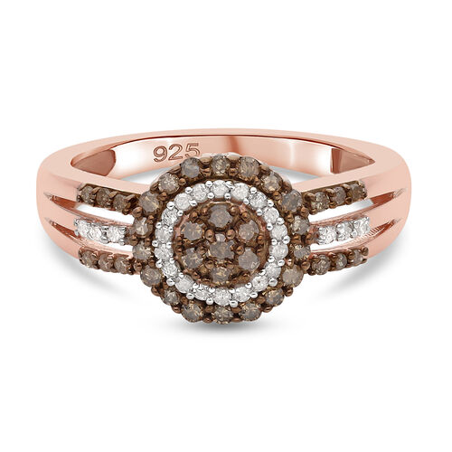 Champagner Diamant Ring 925 Silber Rose Vermeil image number 0