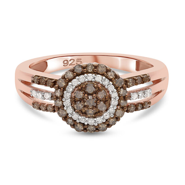 Champagner Diamant Ring 925 Silber Rose Vermeil