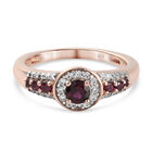 Anthill Granat und Zirkon Ring 925 Silber ros&eacute;vergoldet (Gr&ouml;&szlig;e 16.00) ca. 0,67 ct