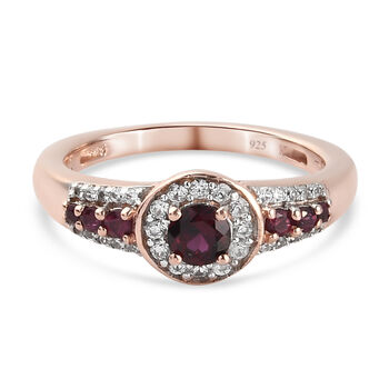 Anthill Granat und Zirkon Ring 925 Silber ros&eacute;vergoldet (Gr&ouml;&szlig;e 16.00) ca. 0,67 ct