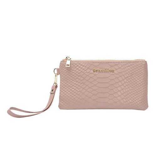 SENCILLEZ - 100% Leder Clutch, Rosa image number 0