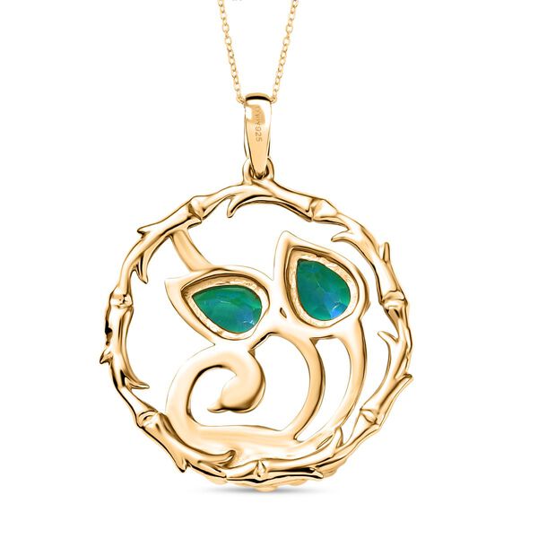 D'joy Pfau Quarz Triplette Anh&auml;nger mit Kette (ca. 45cm), 925 Silber 750 Gelb Vergoldet ca. 1.48 ct image number 4