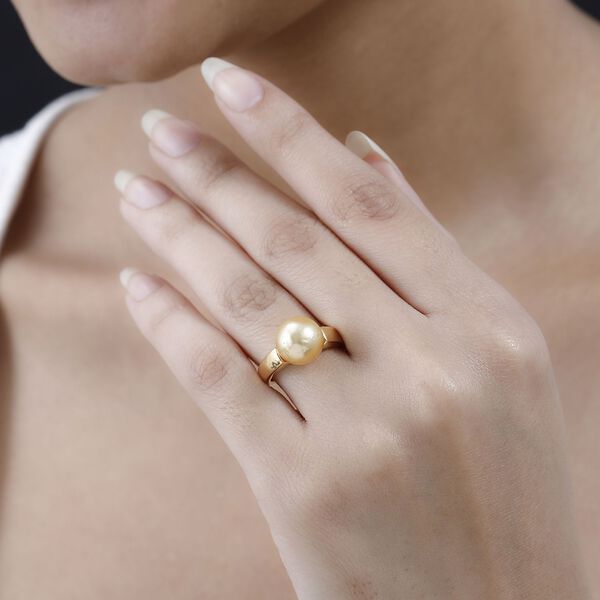 AA Goldene S&uuml;dsee Perle Ringe 925 Silber Gelbgold Vermeil (Gr&ouml;&szlig;e 21.00) image number 3