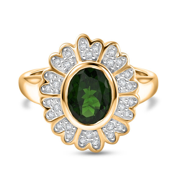 Nat&uuml;rlicher Chromdiopsid und Zirkon-Ring - 1,53 ct.