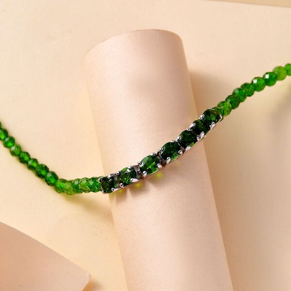 Natürlicher Chromdiopsid Armband ca. 18 cm + 3.5 cm Extender 925 Silber platiniert ca. 14.81 ct image number 2