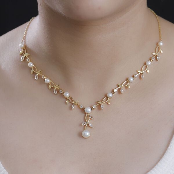 Süßwasser Perle Halskette ca. 45 cm vergoldet image number 3