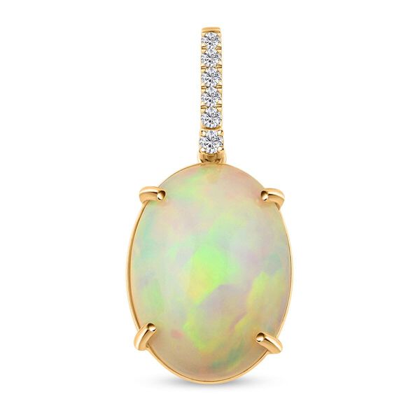 AAA Natürlicher, äthiopischer Welo Opal, Weißer Diamant AGI zertifiziert und geprüft Schmuckset 417 Gold ca. 6.96 ct image number 0