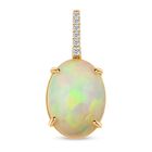 AAA Natürlicher, äthiopischer Welo Opal, Weißer Diamant AGI zertifiziert und geprüft Schmuckset 417 Gold ca. 6.96 ct