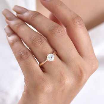 D'Joy Moissanit Ring, 925 Silber ros&eacute;vergoldet - 0,99 ct.