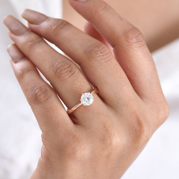 D'Joy Moissanit Ring, 925 Silber ros&eacute;vergoldet - 0,99 ct. image number 3
