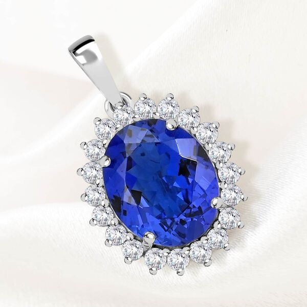RHAPSODY zertifiziert und gepr&uuml;ft AAAA Tansanit und VS Diamant Anh&auml;nger in 950 Platin - 4,25 ct. image number 2
