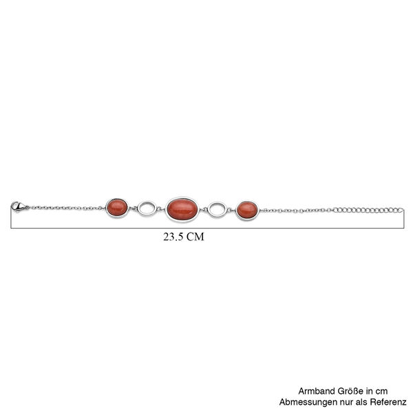 Gef&auml;rbtes, rotes Achat-Armband, ca. 19+3.5 cm, silberfarben, ca. 20.00 ct image number 7