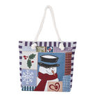 Jute Handtasche mit Schneemann, Größe 42x34x9x37 cm, Schneeman image number 0