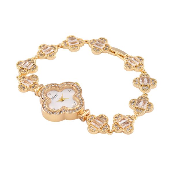 Weißer Kristall, Weißer Zirkonia Uhren Std Gelb image number 3