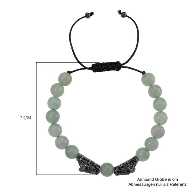 Grüner Aventurin, Schwarzer Zirkonia Armband, Flexibles, Messing Schwarzes Rhodium image number 6