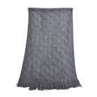 Strickschal mit Quasten und Perlen, Größe 72x149 cm, Dunkelgrau