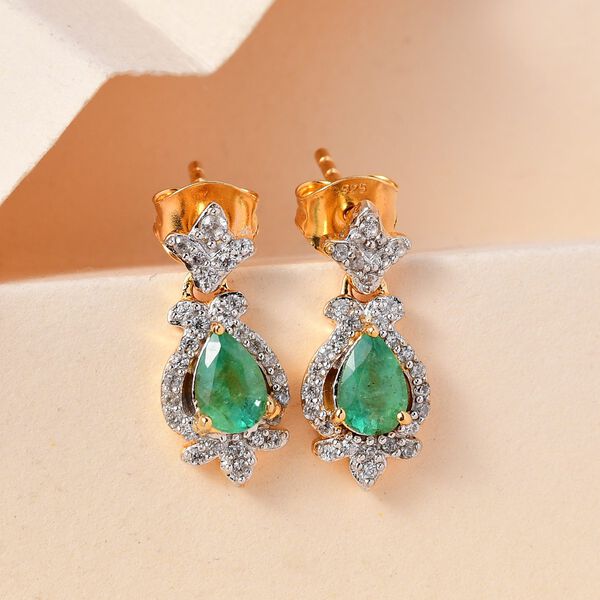 AAA Smaragd und Zirkon-Ohrringe - 1,15 ct. image number 2
