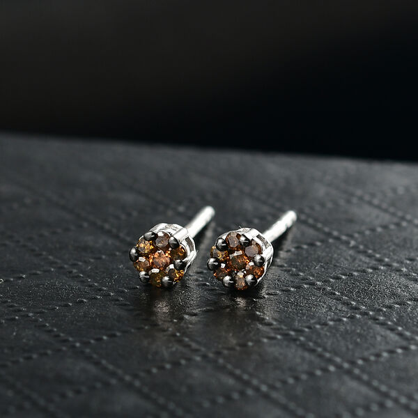 D'Joy Roter Diamant Ohrringe 925 Silber rhodiniert ca. 0.15 ct image number 2