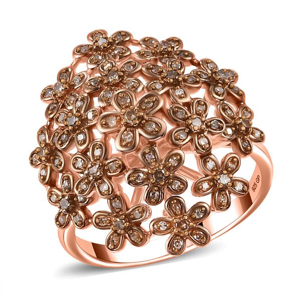 GP Italienischer Garten Kollektion - Nat&uuml;rlicher Champagner Diamant, Kanchanaburi Blauer Saphir Ring 925 Silber 750 Ros&eacute;gold Vermeil (Gr&ouml;&szlig;e 21.00) ca. 0.51 ct image number 4