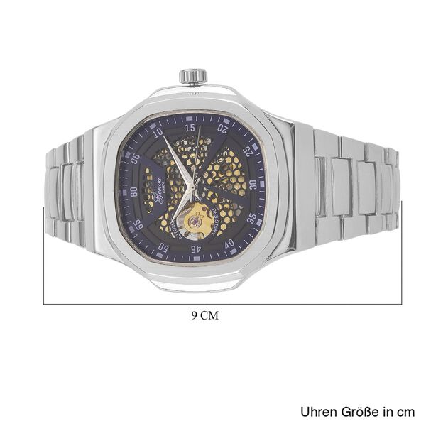 GENOA - Automatikuhr mit Skelett-Design, Edelstahlarmband, 3ATM wasserdicht, Blaues Zifferblatt, ca. 20 cm image number 7